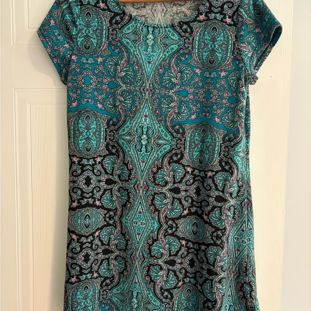 Teal Paisley Dress - Size L